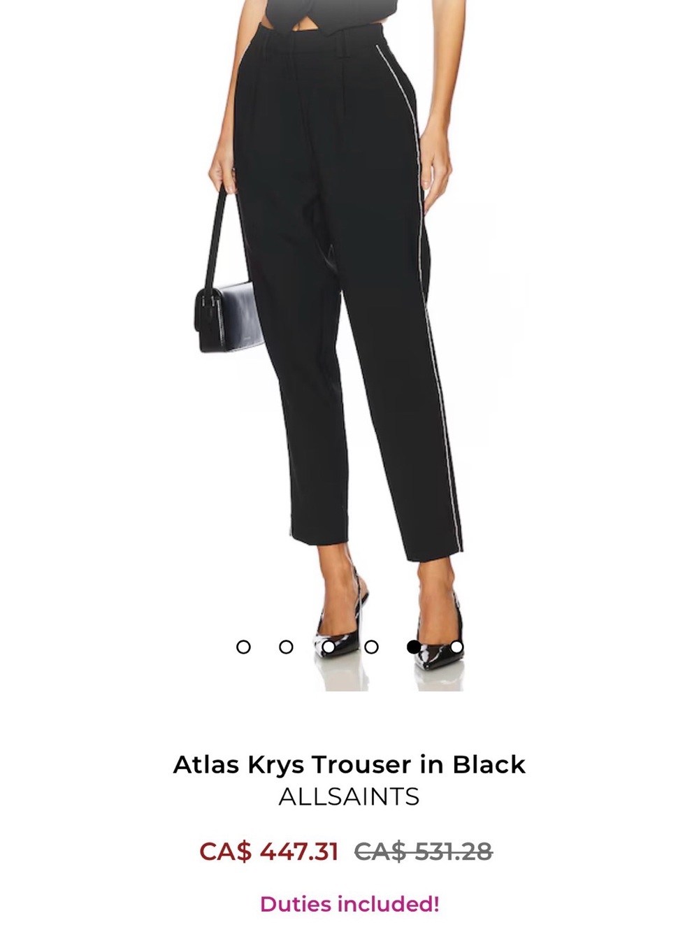 All Saints Black Atlas Krys pants- size 4